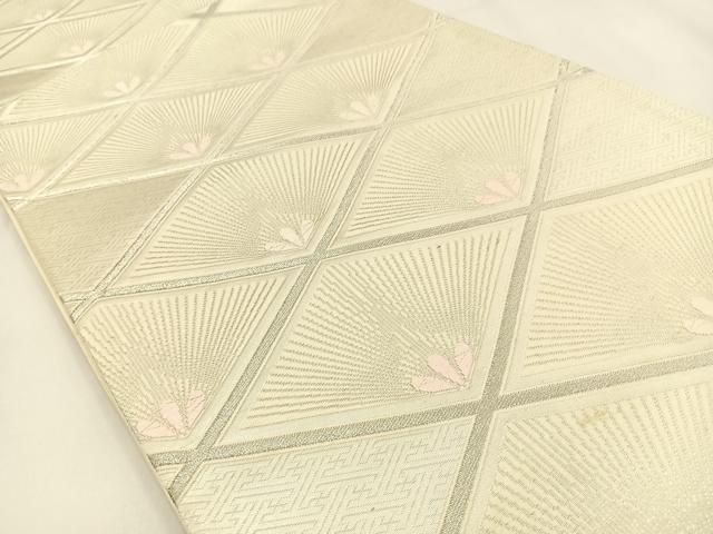 平和屋着物◎六通柄袋帯　唐織　菱若松葉　銀糸　正絹　逸品　BAAV2947hj