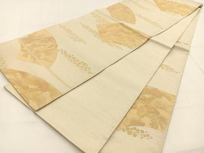平和屋着物◎六通柄袋帯　明綴吉祥扇面　金糸　正絹　逸品　BAAV2951hj