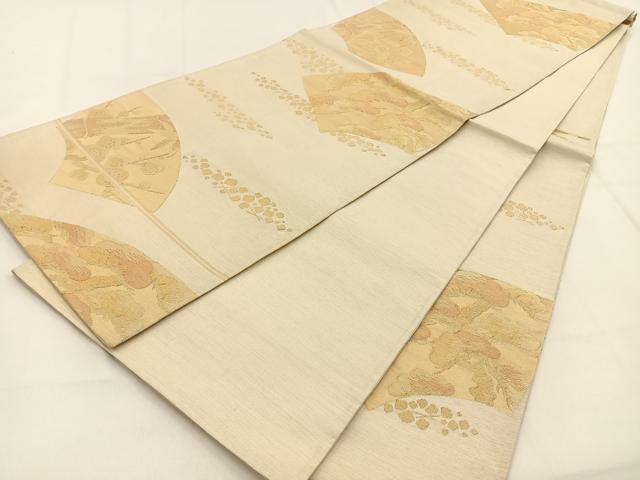 平和屋着物◎六通柄袋帯　明綴吉祥扇面　金糸　正絹　逸品　BAAV2951hj