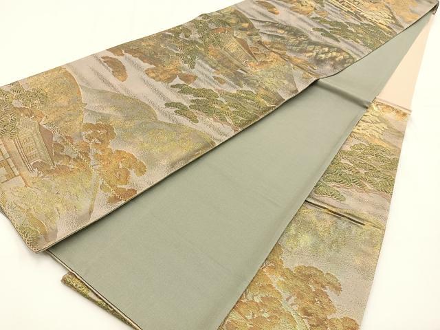 平和屋着物◎六通柄袋帯　金閣寺　金糸　引箔　正絹　逸品　BAAV2955hj