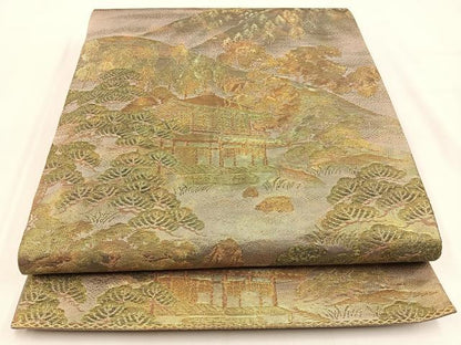平和屋着物◎六通柄袋帯　金閣寺　金糸　引箔　正絹　逸品　BAAV2955hj