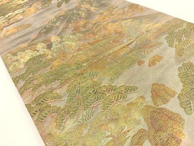 平和屋着物◎六通柄袋帯　金閣寺　金糸　引箔　正絹　逸品　BAAV2955hj