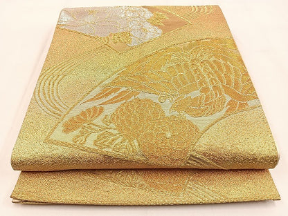 平和屋着物◎六通柄袋帯　地紙鳳凰花文　金銀糸　正絹　逸品　BAAV2957hj