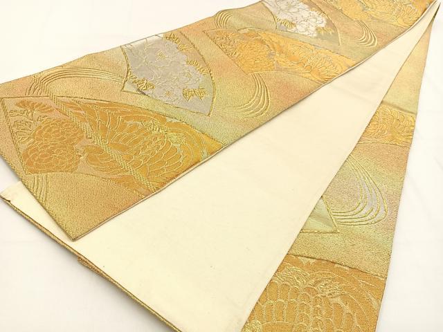 平和屋着物◎六通柄袋帯　地紙鳳凰花文　金銀糸　正絹　逸品　BAAV2957hj
