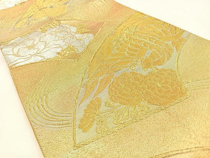 平和屋着物◎六通柄袋帯　地紙鳳凰花文　金銀糸　正絹　逸品　BAAV2957hj