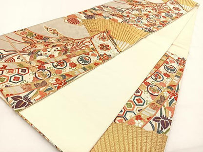 平和屋着物◎六通柄袋帯　唐織　古典几帳文　金銀糸　正絹　逸品　BAAV2959hj