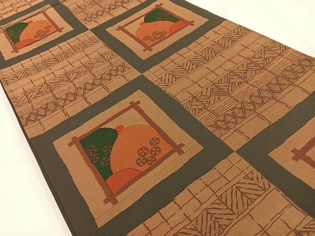 平和屋着物◎六通柄袋帯　紹巴帯　古今絵巻　正絹　逸品　BAAV2968hj