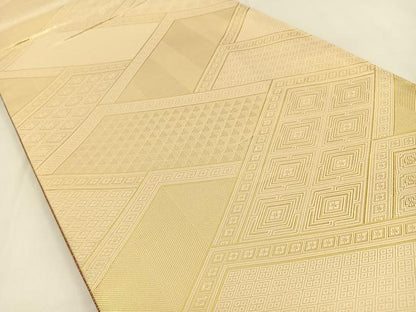 平和屋着物◎佐賀錦 両面 六通柄袋帯 エ霞萩文 金糸 正絹 逸品 BAAV2976hj