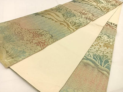 平和屋着物◎六通柄袋帯 樹林文 金銀糸 正絹 逸品 BAAV2978hj