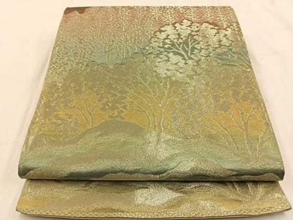 平和屋着物◎六通柄袋帯 樹林文 金銀糸 正絹 逸品 BAAV2978hj