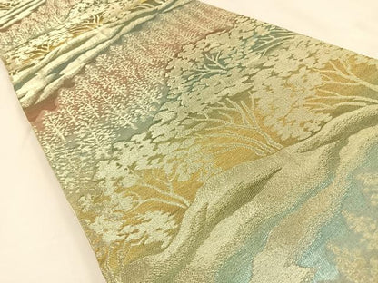 平和屋着物◎六通柄袋帯 樹林文 金銀糸 正絹 逸品 BAAV2978hj