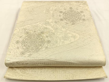 平和屋着物◎六通柄袋帯 正倉院 銀糸 正絹 逸品 BAAV2986hj