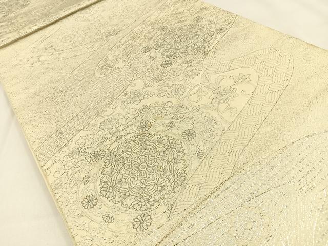 平和屋着物◎六通柄袋帯 正倉院 銀糸 正絹 逸品 BAAV2986hj