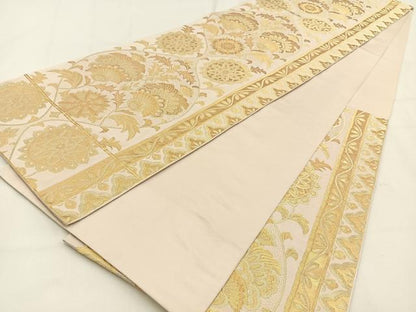 平和屋着物◎六通柄 本袋帯 更紗花文 金糸 正絹 逸品 BAAV2990hj