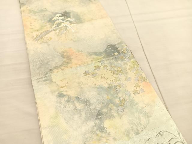 平和屋着物◎六通柄袋帯　立波楓文　金銀糸　正絹　逸品　BAAV3017hv