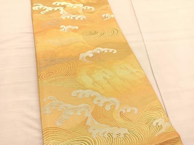 平和屋着物◎六通柄袋帯　立波文　金銀糸　正絹　逸品　BAAV3021hv