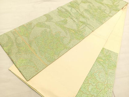 平和屋着物◎六通柄　京袋帯　更紗花唐草文　金糸　正絹　逸品　BAAV3031hv
