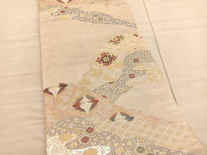 平和屋着物◎六通柄袋帯 唐織 鳳凰有職花文 金銀糸 正絹 逸品 BAAV3050hv