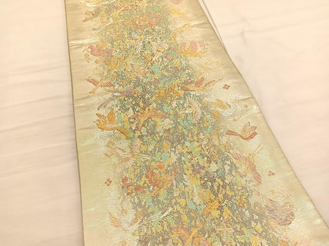 平和屋着物◎六通柄袋帯　花喰い鳥　金銀糸　正絹　逸品　BAAV3051hv