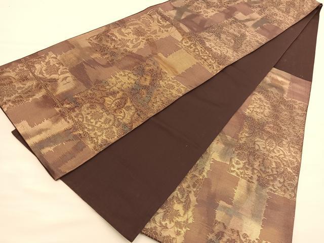 平和屋着物◎六通柄袋帯　更紗飾花文　金糸　正絹　逸品　BAAV3099hv