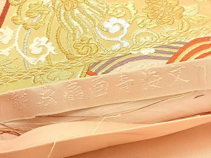 平和屋着物◎六通柄袋帯　唐織　能衣扇面青海文　金銀糸　正絹　逸品　BAAV3143hv