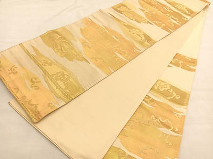 平和屋着物◎六通柄袋帯　唐草文　金糸　正絹　逸品　BAAV3217hv