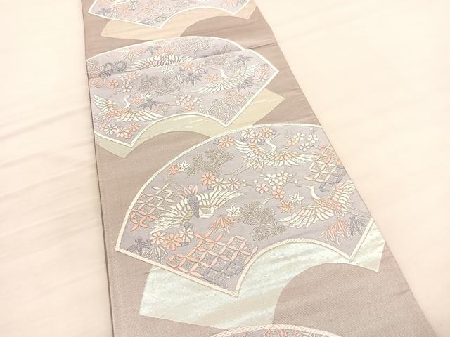 平和屋着物◎六通柄袋帯　唐織　地紙飛鶴松竹梅　銀糸　正絹　逸品　BAAV3225hv