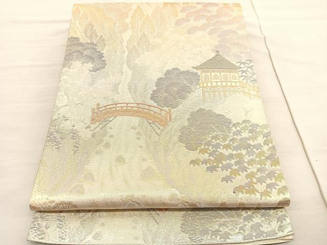 平和屋着物◎六通柄袋帯　京名所　プラチナ二重箔　正絹　逸品　BAAV3268hv