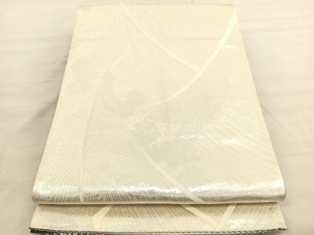 平和屋着物◎両面　全通柄袋帯　唐織　孔雀花文　金銀糸　正絹　逸品　BAAV3294hv