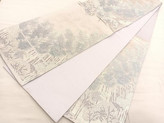 平和屋着物◎六通柄袋帯　唐織　嵯峨野　銀糸　正絹　逸品　BAAV3296hv