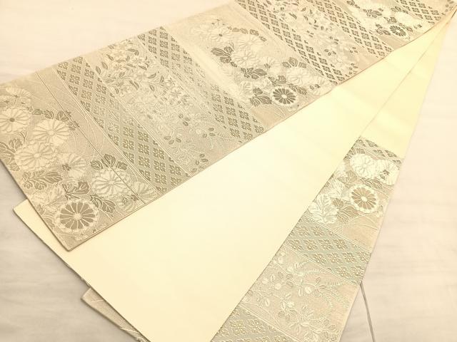 平和屋着物◎六通柄袋帯　秋草文　金銀糸　正絹　逸品　BAAV3298hv