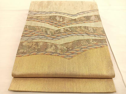 平和屋着物◎太鼓柄袋帯　青海波　金糸　正絹　逸品　BAAV3334hv