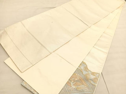 平和屋着物◎西陣　太鼓柄袋帯　総駒刺繍　向かい鳳凰桐花文　金糸　引箔　証紙付き　正絹　逸品　BAAV3355hv