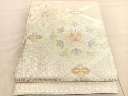 平和屋着物◎佐賀錦　太鼓柄袋帯　松皮菱花文　金銀糸　正絹　逸品　BAAV3361hv