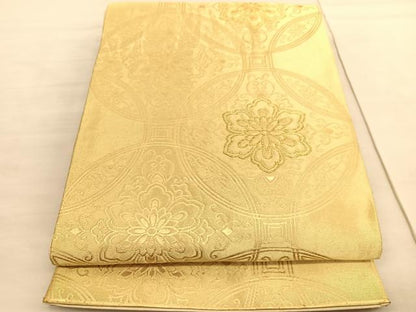 平和屋着物◎六通柄袋帯　七宝花文　金糸　正絹　逸品　BAAV3366hv