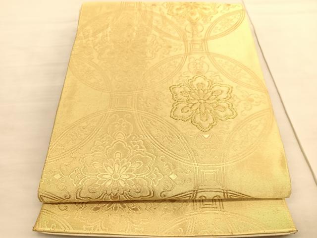 平和屋着物◎六通柄袋帯　七宝花文　金糸　正絹　逸品　BAAV3366hv