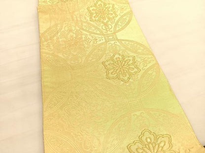 平和屋着物◎六通柄袋帯　七宝花文　金糸　正絹　逸品　BAAV3366hv