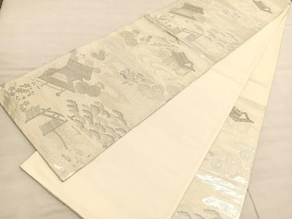 平和屋着物◎六通柄袋帯　唐織　大内華苑　九百プラチナ二重箔　正絹　逸品　BAAV3378hv