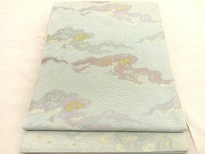 平和屋着物◎六通柄　京袋帯　唐織　立波花文　金銀糸　正絹　逸品　BAAV3381hv