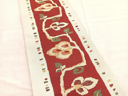 平和屋着物◎六通柄　本袋帯　枝葉文　正絹　逸品　BAAV3383hv