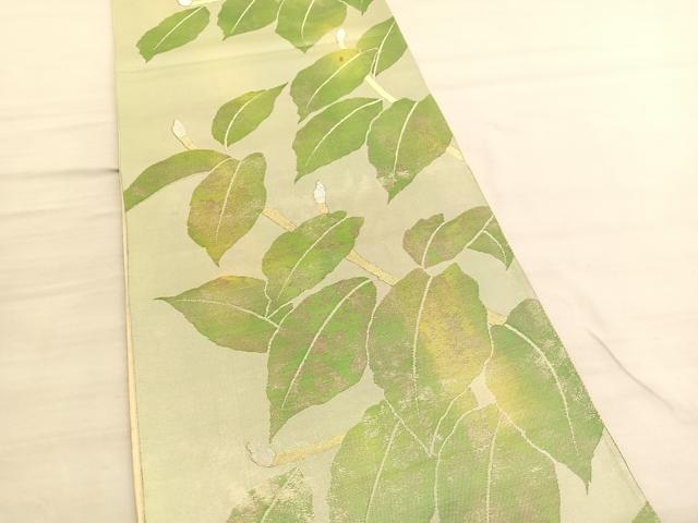 平和屋着物◎六通柄袋帯　枝葉文　金銀糸　正絹　逸品　BAAV3388hv