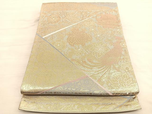 平和屋着物◎西陣 六通柄袋帯 鳳凰更紗花文 金糸 正絹 逸品 BAAV3389hv