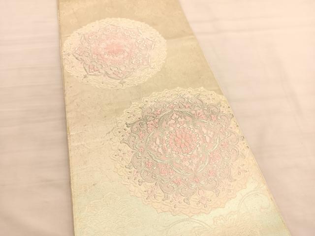 平和屋着物◎六通柄袋帯　唐織　正倉院　銀糸　正絹　逸品　BAAV3393hv