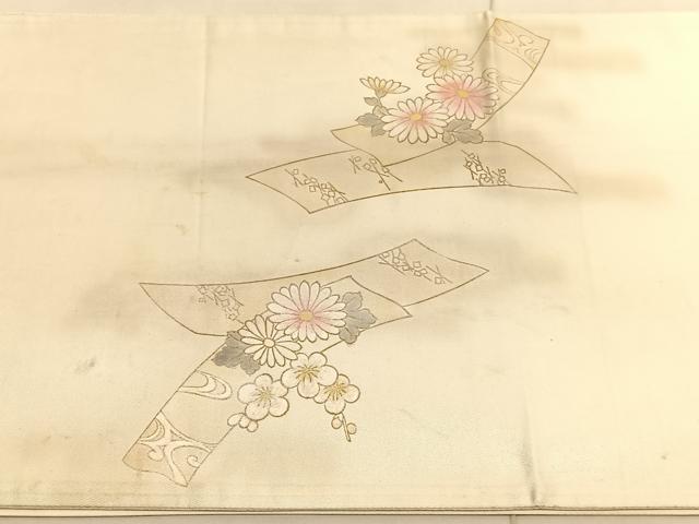 平和屋着物◎太鼓柄袋帯 短冊牡丹文 金銀彩 引箔 正絹 逸品 BAAV3395hv