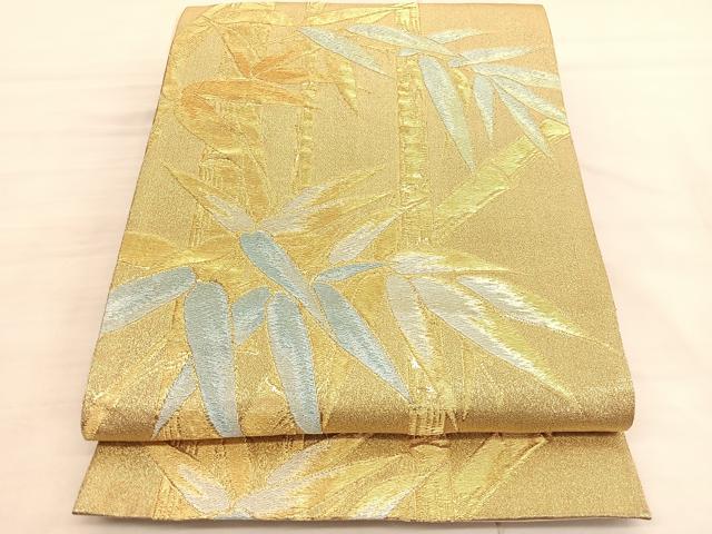 平和屋着物◎六通柄袋帯　笹竹文　金銀糸　正絹　逸品　BAAV3396hv