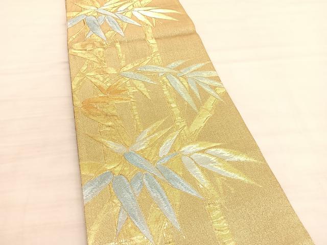 平和屋着物◎六通柄袋帯　笹竹文　金銀糸　正絹　逸品　BAAV3396hv