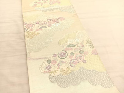 平和屋着物◎六通柄袋帯 唐織 慶長小袖文 金銀糸 正絹 逸品 BAAV3401hv