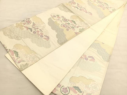 平和屋着物◎六通柄袋帯 唐織 慶長小袖文 金銀糸 正絹 逸品 BAAV3401hv