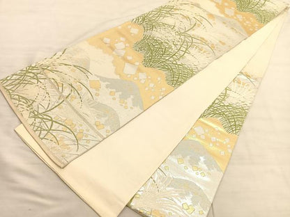 平和屋着物◎六通柄袋帯　唐織　薄箔散らし文様　金銀糸　正絹　逸品　BAAV3403hv