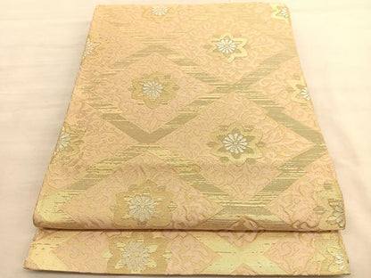 平和屋着物◎六通柄袋帯　唐織　松皮菱花唐草文　金銀糸　正絹　逸品　BAAV3407hv
